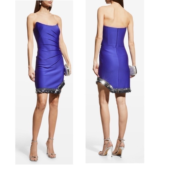 Sho BY TADASHI SHOJI Strapless Embellished Sequin Paillette Neoprene Mini Dress - Picture 4 of 10